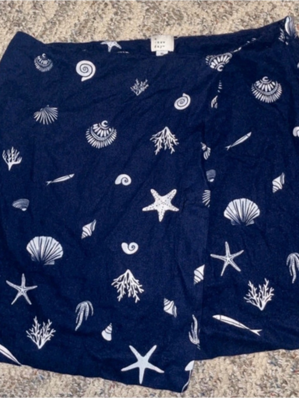 a new day Navy and White Shell Print Midi Skirt
